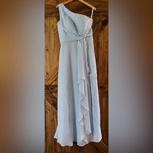 Blue One Shoulder Sleeveless Gown